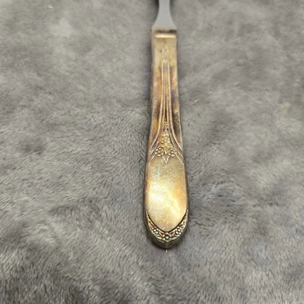 Vintage Stainless Steel Cold Meat Pickle‎ Fork Floral Repousse Handle 6.25 Inch